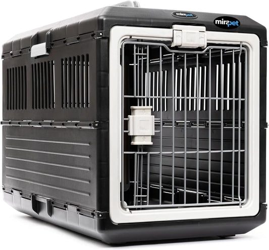 26" Collapsible Pet Carrier for Medium Cats & Dogs, Portable Kennel with 360 Ventilation & Hard Plastic Walls