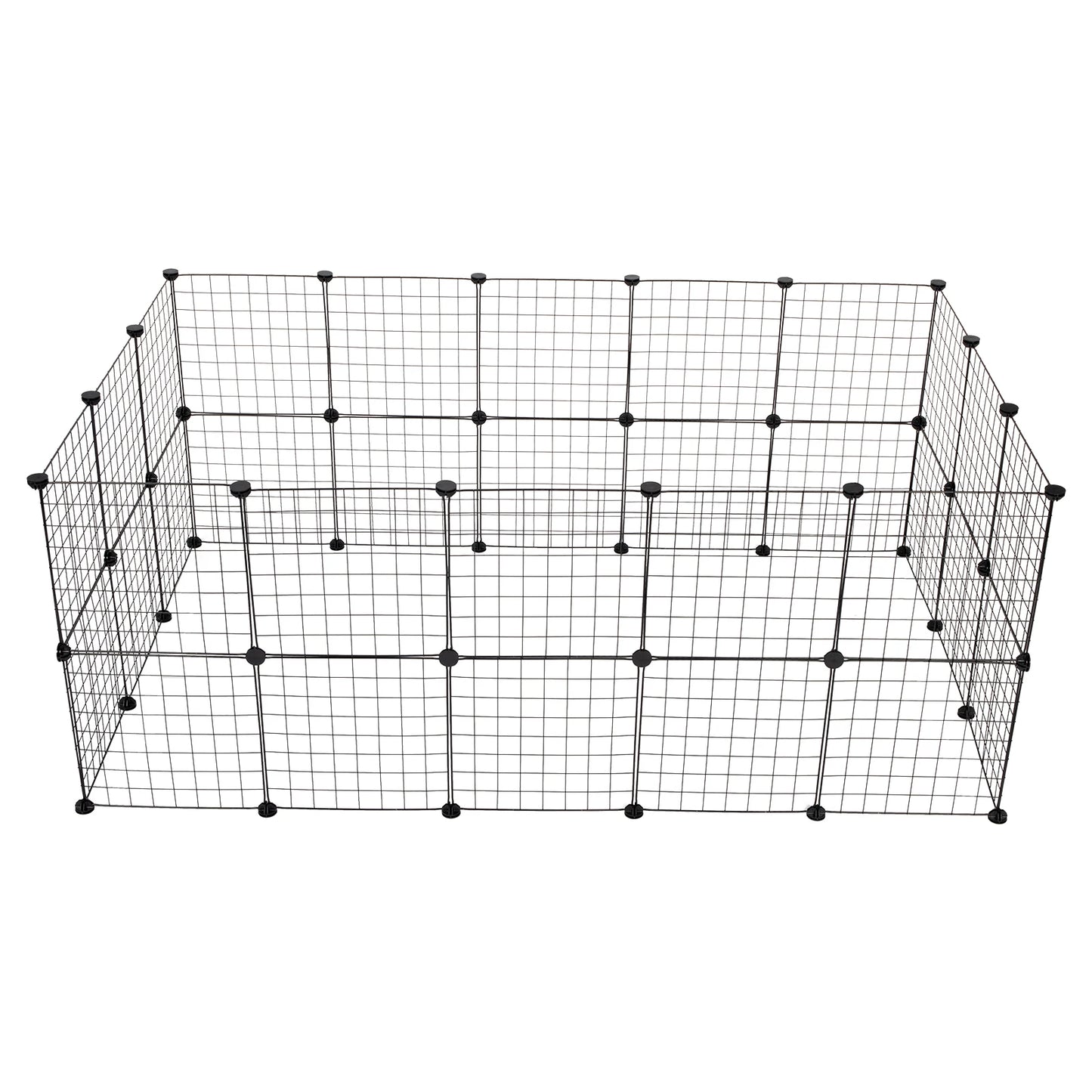 Pet Playpen: 24pcs (8pcs Free) Portable Metal Wire Fence for Guinea Pigs, Rabbits - Indoor Small Animal Cage/Tent (Black)