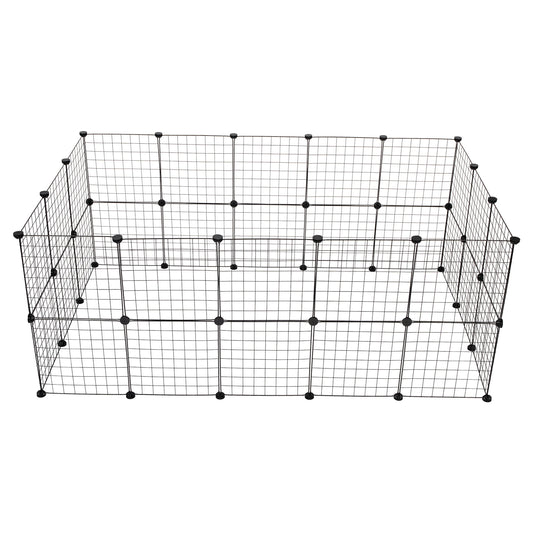 Pet Playpen: 24pcs (8pcs Free) Portable Metal Wire Fence for Guinea Pigs, Rabbits - Indoor Small Animal Cage/Tent (Black)