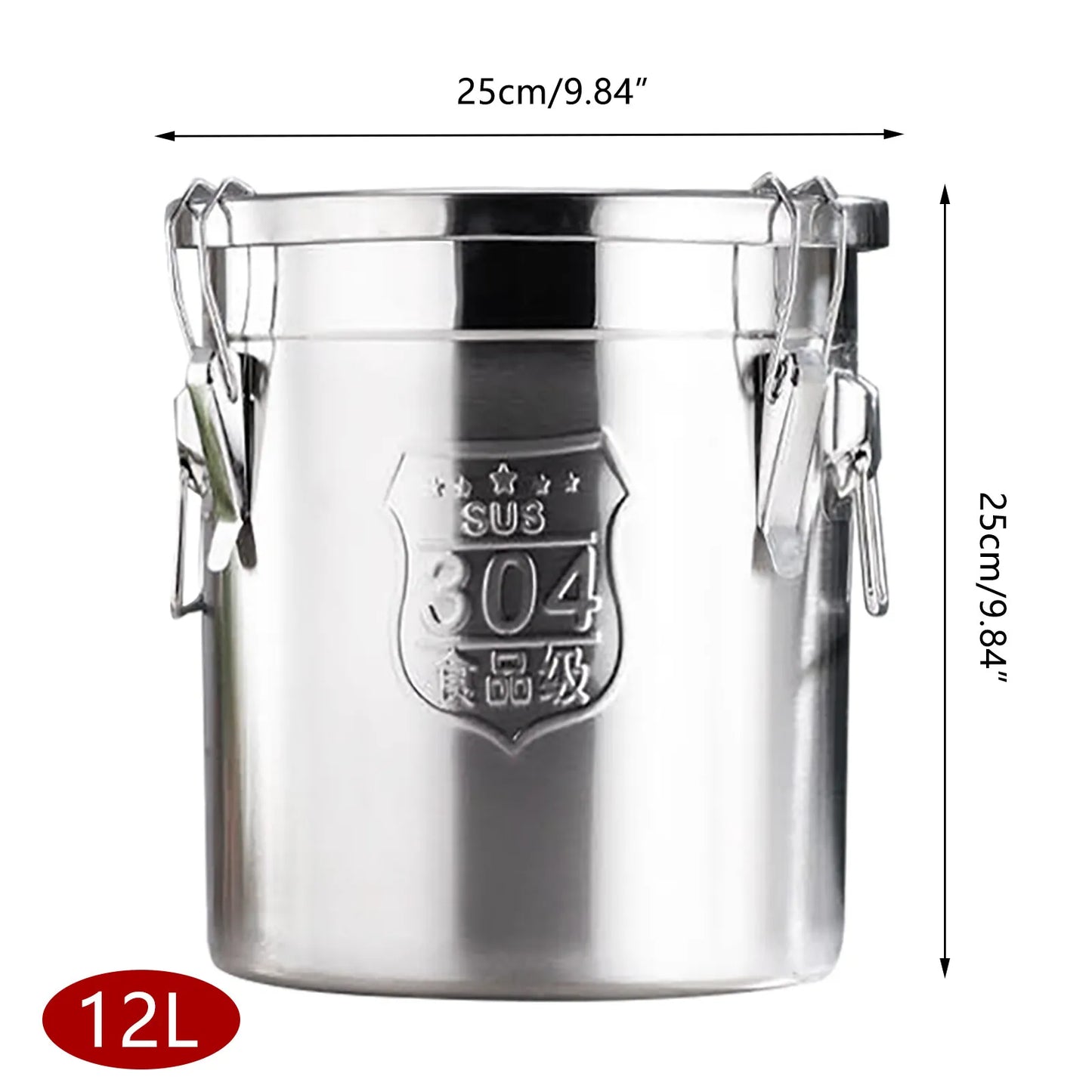 Cereal Container Kitchen Stainless Steel Food Flour Oil Storage Bucket Canister