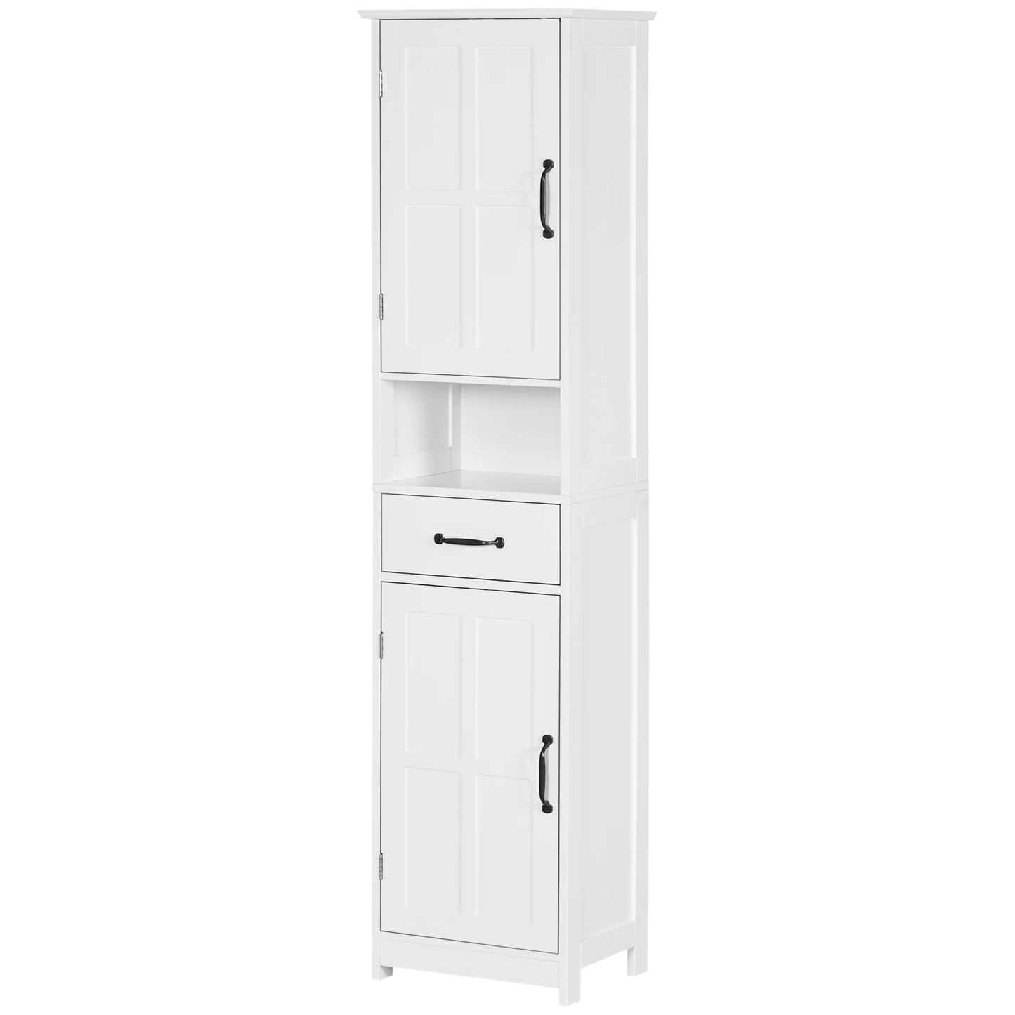 Kleankin Slim Bathroom Storage Cabinet Linen Tower With Open Shelf
