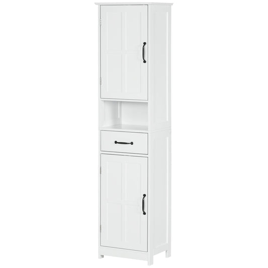Kleankin Slim Bathroom Storage Cabinet Linen Tower With Open Shelf