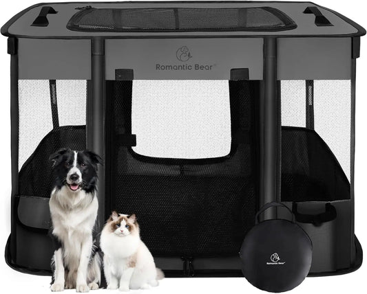 Foldable Pet Playpen 40x32x24 Inches, Portable Kennel Tent with Water-Resistant Cover for Indoor Outdoor Use