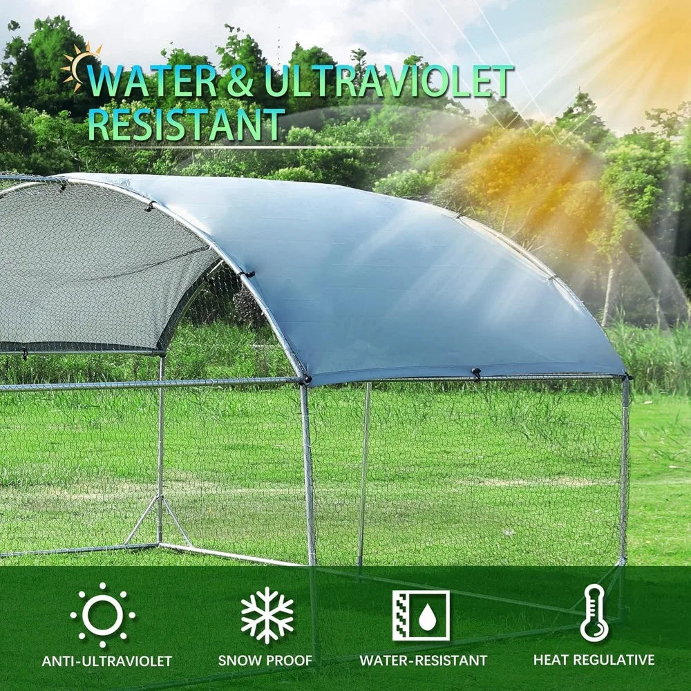 Large Metal Chicken Coop ,Chicken Pen with Water-Resident and Anti-UV Cover, Outdoor Duck Rabbit House