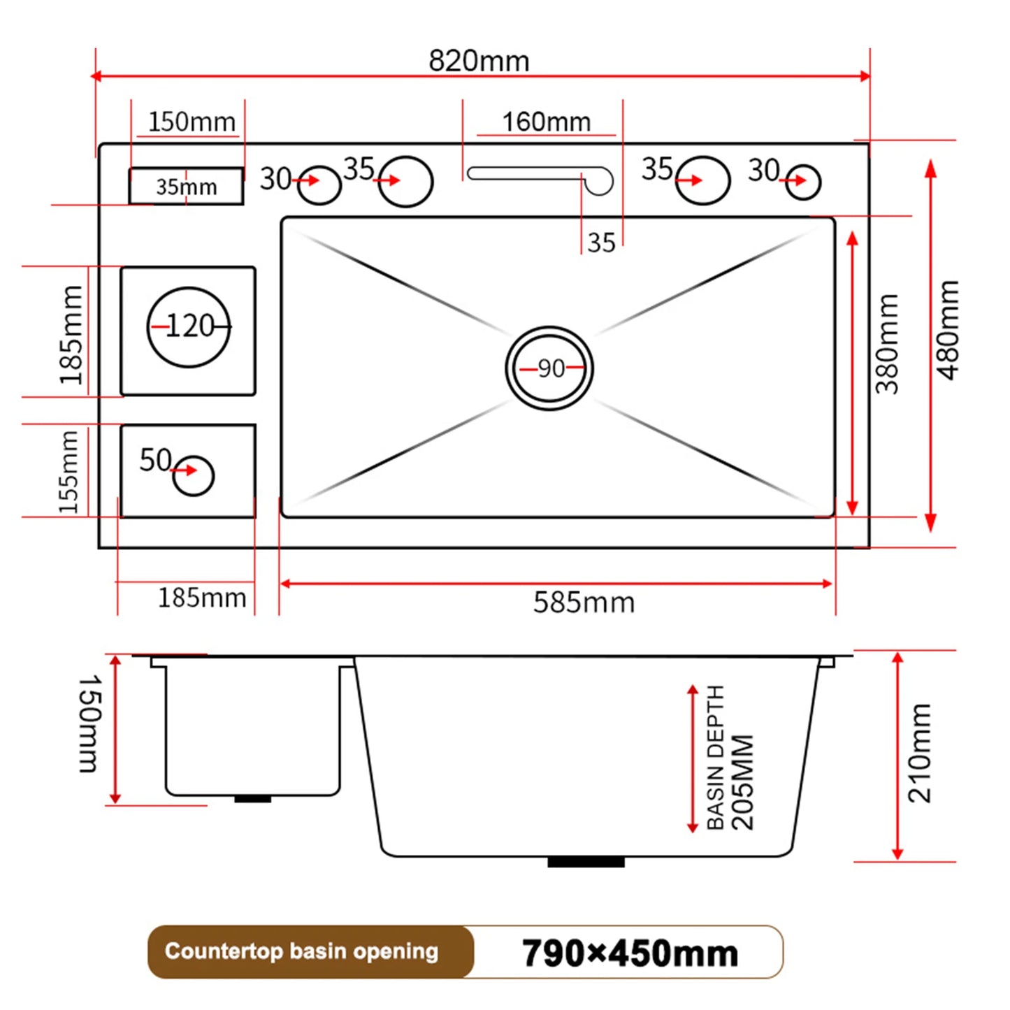 Multifunctional Kitchen Sink Stainless Steel Waterfall Diswashing Sinks Digital Display Large Single Slot with Trash can