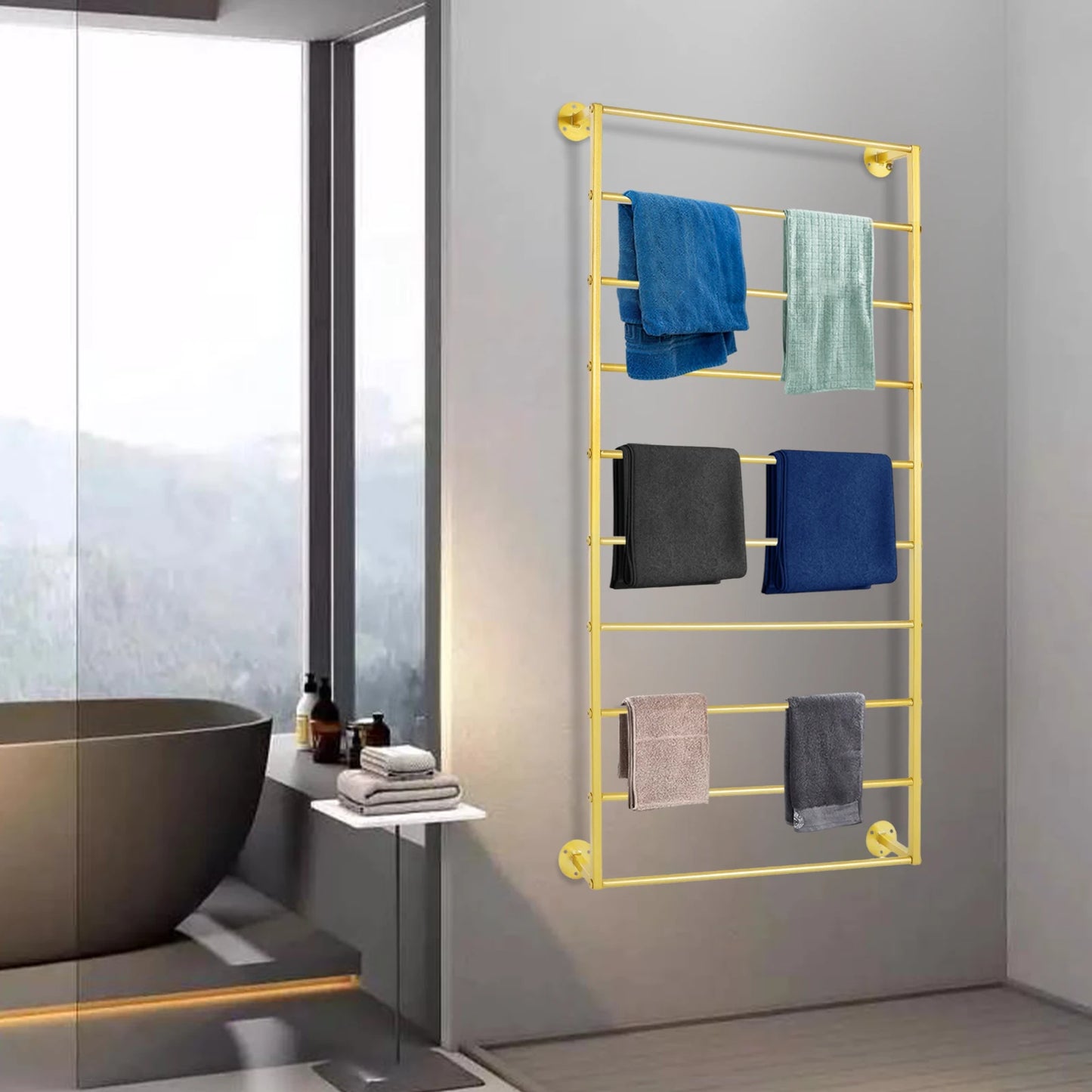60*120cm Indoor Wall Display Rack Gold Wall Mounted Scarf Rack Rectangle Towels Storage Rack For Stores Bedrooms Bathrooms