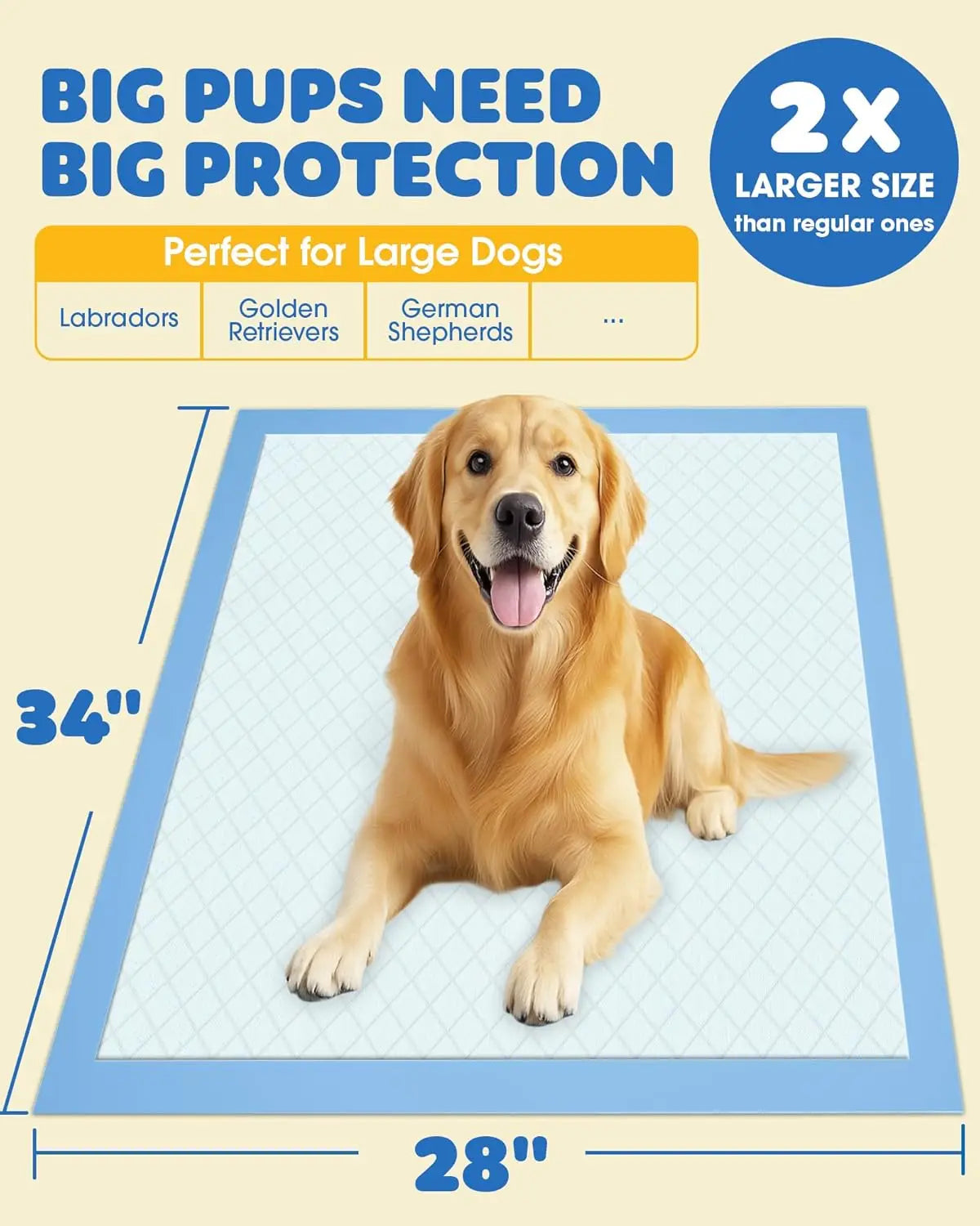 xtra Large Dog Pee Pads | 6-Layer Quick-Drying Dog & Puppy Urine Pads- 30"x36", 28"*34" Car Trunk Leak-proof Absorbent Pads