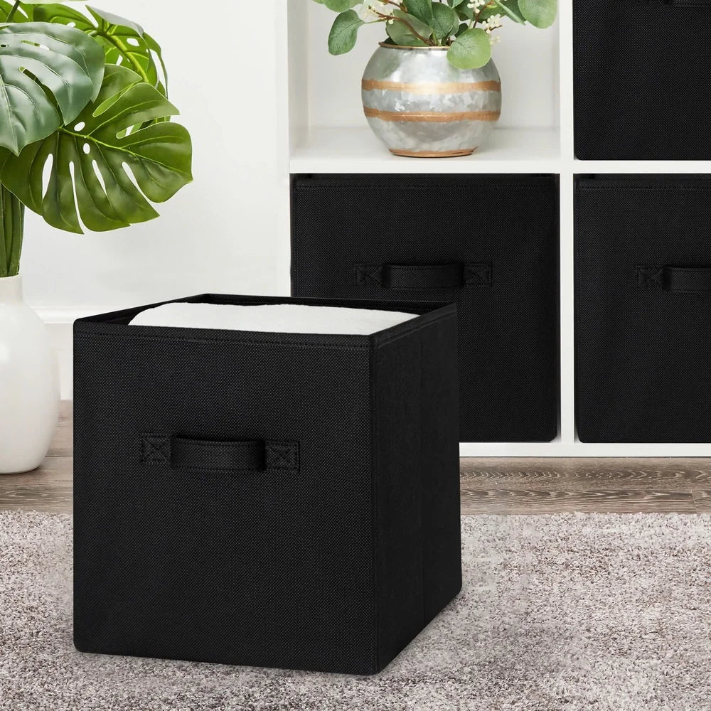 Collapsible Cube Storage Bins 6 Pack Fabric Organizer with Carry Handles Ideal Books Clothes Home Office Organization