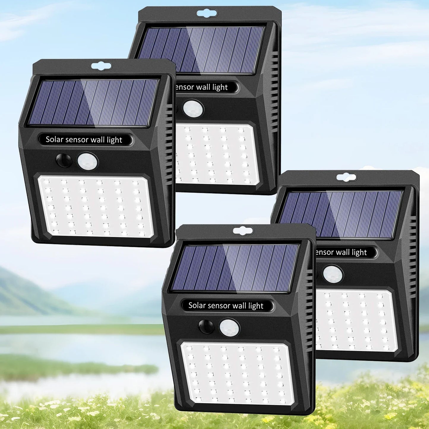 SZRSTH Solar Outdoor Lights 4 Pack Motion Sensor LED For Garden