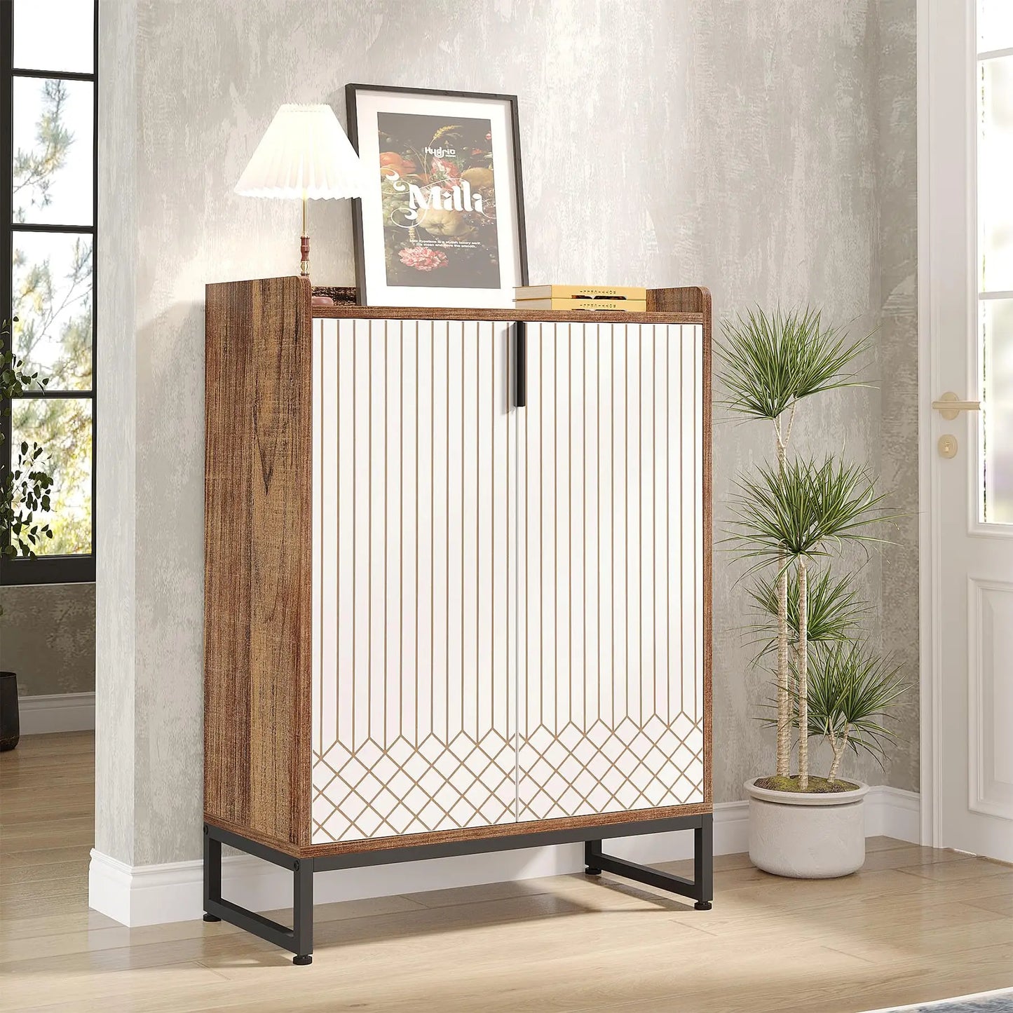 Tribesigns 5-Tier Shoe Cabinet With Doors For Bedroom Hallway