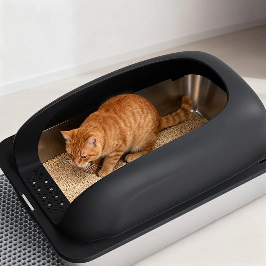Stainless Steel Cat Litter Box With Lid Anti Urine Leakage