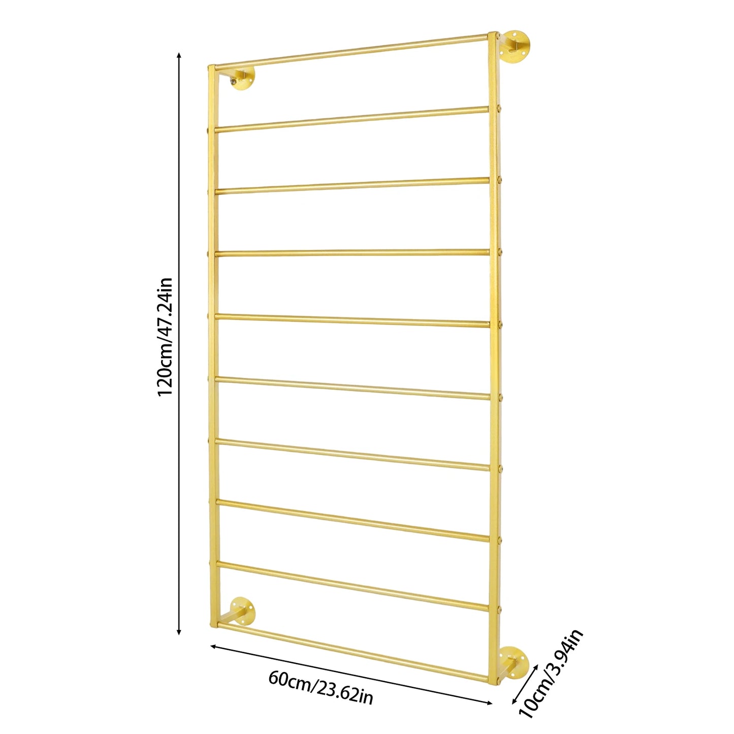 60*120cm Indoor Wall Display Rack Gold Wall Mounted Scarf Rack Rectangle Towels Storage Rack For Stores Bedrooms Bathrooms