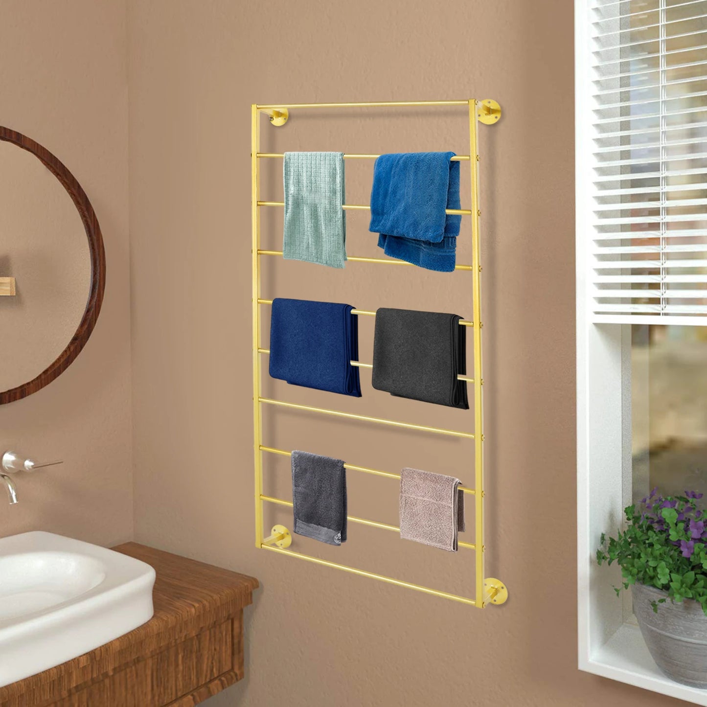 60*120cm Indoor Wall Display Rack Gold Wall Mounted Scarf Rack Rectangle Towels Storage Rack For Stores Bedrooms Bathrooms