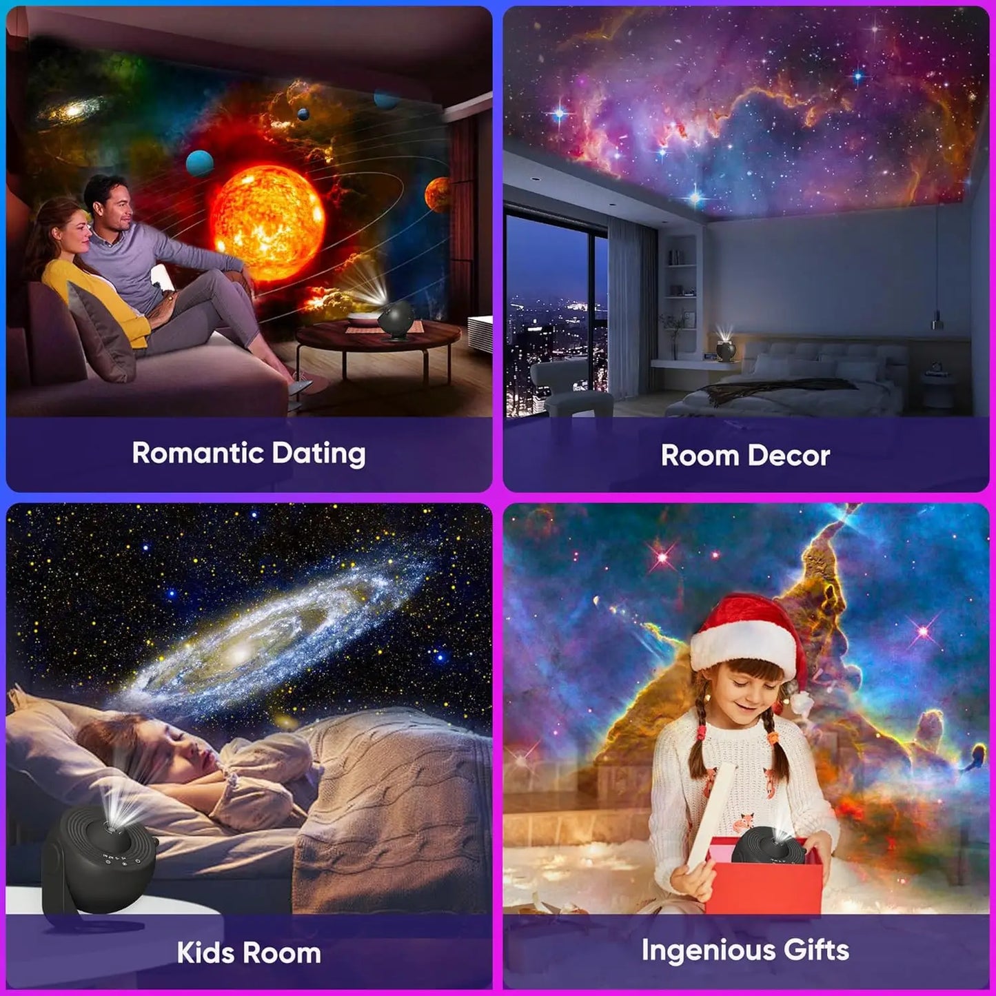 Mexllex HD Starry Sky Globe Galaxy Projection Night Light, Black Planetarium LED Lamp for Bedroom Christmas Birthday Party Gift
