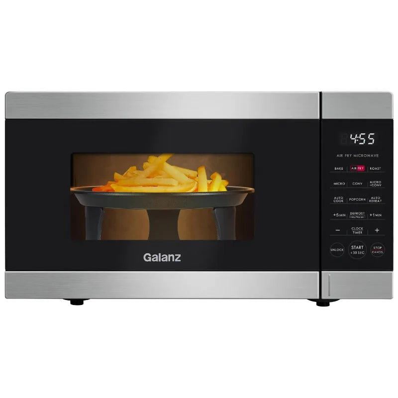 Galanz 0.9 Cu ft Air Fry Countertop Microwave, 900 Watts, Stainless Steel, New