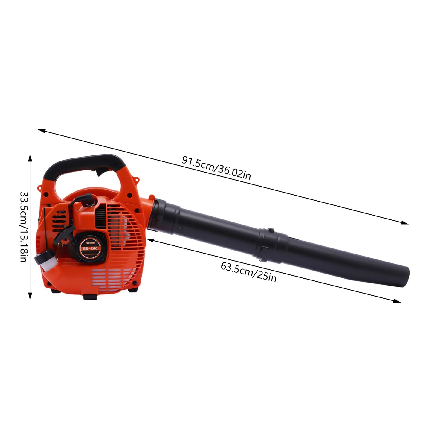 25.4CC 2-Stroke Handheld Gas Blower 7000RPM High-Speed with 4.59FT³/H Airflow 360° Protective Mesh for Yard Leaf Clean
